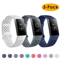 NANW Bands Compatible with Fitbit Charge 3, 3-Pack Silicone Sports Band Breathable Replacement Wristbands Strap Bracelet Bands for Women Men Woven Small Large
