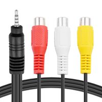 1 Piece 2.5mm Male to 3RCA Female Video AV Splitter Cable Composite Cable Extension Cable for MP3 Player AV Audio Speakers - 30cm