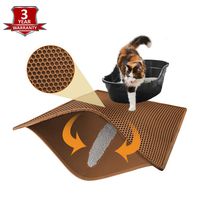 Pieviev Cat Litter Box Mat Litter Trapper of Jumbo Size 30" X 24", Honeycomb Double-Layer Design Waterproof Urine Proof Material, Easy Clean and Floor Carpet Protection (Brown)
