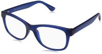 BluVue Unisex BL 1002 Slated Rectangular Blue Light Blocking Computer Tablet Smartphone Screen Reading Glasses, Matte Blue Frame, Diopter 2.0