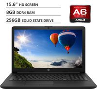 2019 HP Premium 15.6" HD Laptop, AMD A6-9225 Dual-Core 2.60GHz, 8GB, 256GB SSD, AMD Radeon R4 Graphics, DVD-RW, WiFi, Bluetooth, HDMI, Webcam, Windows 10, Jet Black