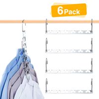 HOUSE DAY 6 Pack Metal Magic Hangers Space Saving Hangers Closet Space Saving Wardrobe Clothing Hanger Oragnizer, Updated Hook Design