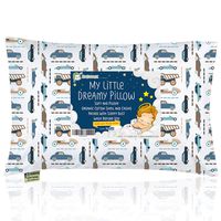 KeaBabies Toddler Pillow with Pillowcase - 13X18 Soft Organic Cotton Baby Pillows for Sleeping - Machine Washable - Toddlers, Kids, Infant - Perfect for Travel, Toddler Cot, Bed Set (Vroom)