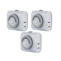 GE 3 Pack 24-Hour Indoor Basic Timer, Plug-in, Daily On/Off Cycle, 30 Minute Interval, for Lamps, Seasonal Appliances, and Portable Fans, 44801, 3-Pack, Mini Polarized 1-Outlet | Gray/White