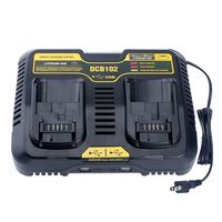 Elefly DCB102BP 2-Port Replacement Battery Charger for DEWALT 12V - 20V MAX Jobsite Charging Station DCB102 DCB102BP Dewalt Lithium Battery DCB205-2 DCB204-2 DCB127-2 US Plug