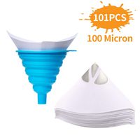Jeteven Strainer Cone Silicone Funnel Filter Tip Cone Shaped Fine Nylon Mesh Funnel W/Hooks Disposable (100pcs with 1pcs Silicone Funnel Filter)