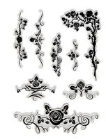 Forever in Time Clear Cling Rubber Stamp Rose Flower Vines Swag Corner