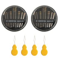 HAPY SHOP 2 Pack 30-Count Assorted Hand Sewing Needles with 4 Pieces Gourd-Shaped Needle Threaders Set for Sewing Repair