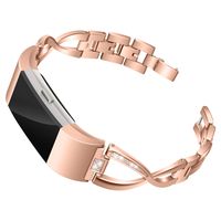 Mtozon Bands Compatible with Fitbit Charge 2, Slim Bling Metal Bands with Rhinestone Replacement Bracelet Women, Rose Gold