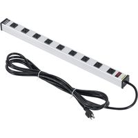25" 9 Outlet Aluminum Power Strip with 15-ft Cord ETL/cETL, Lot of 1