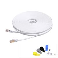 CableGeeker Cat7 Shielded Ethernet Cable 150ft (Highest Speed Cable) Flat Ethernet Patch Cable Support Cat5/Cat6 Network,600Mhz,10Gbps - White Computer Cord + Free Clips and Straps for Router Xbox