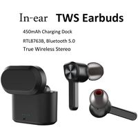 Updated Version Dontz True Wireless Stereo Earbuds, CD Sound Quality TWS Earphone with Mic, Bluetooth 5.0 Sports Headphone Headset with Touch Control, 450mAh Charging Case - 4H Playtime (Black)
