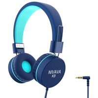 Nivava K9 Kids Headphones for Children Boys Girls Teens Wired 85dB Volume Limited Foldable Lightweight Stereo On Ear Headset for iPad Cellphones Computer MP3/4 Kindle Airplane School(Blue Mint Green)
