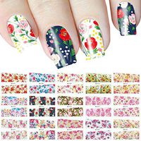 New 48x Flower Decals Water Transfer Manicure Nail Art Stickers Tips Decoration DIY