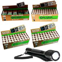 150PC Heavy Duty Batteries Kit Sizes 9V, AAA, AA Plus 140 LUMEN FLASHLIGHT