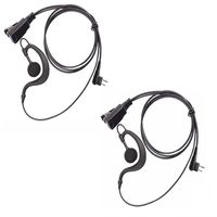 Arama 2 Pack Radio Earpieces G Shape Soft Ear Hook Earpiece Headset with Push to Talk and Microphone for Motorola Talkabout Dual Pin 2 Way Radio (A101M01)