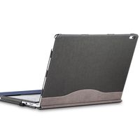 Surface Book 2 (13.5 inch) Sleeve Case, Ronuo Synthetic Leather Detachable Magnetic Adsorption with Elastic Bandage [Pen Holder Loop] Folio Flip Breathable Protective Case Cover (Grey)