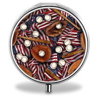 IMLONE Pill Organizer, Customized Baseball Pill Boxes with 3 Components for Purse