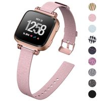 KIMILAR Woven Band Compatible with Fitbit Versa/Versa 2 Bands, Fabric Women Beaded Slim Replacement Breathable Strap Wristband Accessories (Also Fit for Versa Lite)