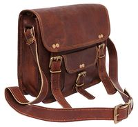 Indian Hando Art Leather Handmade Cross Body Messenger Shoulder Satchel I pad Tablet Bag Compatible for Apple Product (11"x 9"x 3")