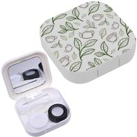 Portable Contact Lens Case Box Travel Kit Mirror + Bottle + Tweezers Container Holder [ Tea Leaf Cup ]