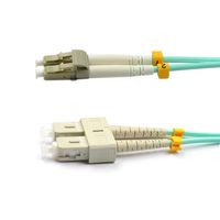 CableJoy LC-SC 10GB 50/125 OM3 Duplex Multimode PVC Fiber Optic Cable, Aqua (5 Meter)