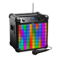 ION Audio Tailgater Flash 2-way Bluetooth Rechargeable Speaker with Sound Reactive LED "Dynamic Light Show" Mode Includes Microphone, Black Finish