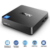 Mini PC,Intel Atom Z8350 Windows 10 Pro Mini Computer 4GB DDR 64GB eMMC,Support 4K HD,HDMI+VGA Output,2.4G/5G WiFi AC,2.5 inch SSD,Bluetooth,1000Mbps Ethernet