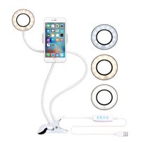 Selfie Ring Light with Cell Phone Holder, ZIKO 3 Light Mode Ring Light with Stand for Live Stream Cellphone Clip Holder Lazy Bracket with Desk Lamp LED Light for Youtube Facebook Fit Smartphone