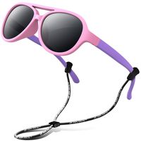 RIVBOS Rubber Kids Polarized Sunglasses with Strap Shades for Boys Girls Baby and Children RBK004 (RBK004-1 Pink Purple)
