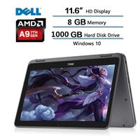 Newest Dell Inspiron 11.6 inch HD LED 2-in-1 touchscreen High performance Laptop | AMD A9-9420e | 8GB DDR4 | 1TB HDD | HDMI | microSD card reader | Windows 10 Home