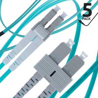 LC to SC Fiber Patch Cable Multimode Duplex - 3m (9.84ft) - 50/125um OM3 10G (5 Pack) - Beyondtech PureOptics Cable Series