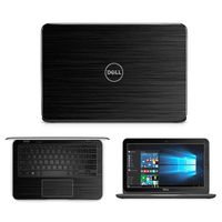 Black Brushed Aluminum skin decal wrap skin Case for Dell Inspiron 11 3162 [Non Touch] 11.6" Laptop