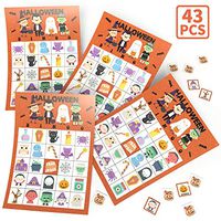 KD KIDPAR Halloween Bingo Cards Game Set for Kids and Whole Family - 32 Players, Reusable and Easy Read
