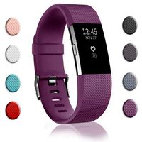 Bands Replacement Compatible for Fitbit Charge 2, Adjustable Wrist Accessories Sport Wristbands for Women&Men (Deep Purple-D, Large)