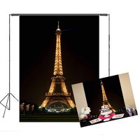 Beautiful Paris Eiffel Tower Photo Studio Backdrop 5x7FT Night View Of Paris Blue Light Props Wall Photography Background EY002