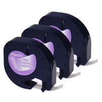 GREENCYCLE 3 PK Compatible for DYMO 16952 Label Tape 1/2'' W x 13' 12mm x 4m Black Print on Clear pastic Labeling Tape Work with LetraTag LT-100H Plus LT-100H LT-100T LT-110T QX 50 Label Maker