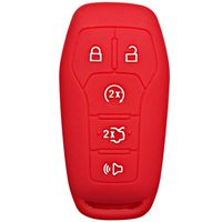 Coolbestda Silicone Key Skin Remote Fob Case Cover Bag Shell for Ford F-150 Lincoln Fusion MKZ Mustang MKC Smart 5 Buttons Key Red