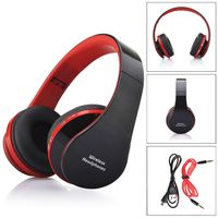 Bluetooth Headsets,Haoricu Foldable Wireless Stereo Handsfree Headphones Mic (Red)