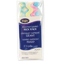 Wrights 117-404-002 Polyester Printed Rick Rack Trim, Pastel, Jumbo, 2.5-Yard