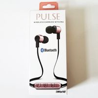 iWorld Pulse Wireless Bluetooth Earbuds with Microphone - Pink Black