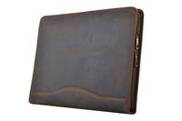 Vintage Crazy Horse Leather Padfolio, Zipper Portfolio Case Fits Letter-Size/ A4 Notepad and Documents