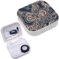 Portable Contact Lens Case Box Travel Kit Mirror + Bottle + Tweezers Container Holder [ Paisley Fantastic ]