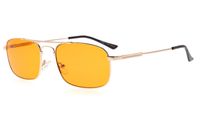 Eyekepper Memory Titanium Sleeping Glasses-Blue Light Blocking 97%-Computer Reading Glasses-Reduce Eyestrain Readers Dark Orange Tinted Lens (Gold, 1.75)