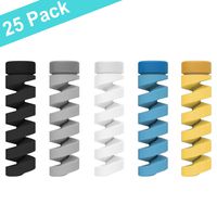 Arsmat 25 Pack Twist Cable Protector, Silicone Charger Cable Saver for iPhone, iPad, MacBook Charger Cable, 5 Colors(Black, Blue, White, Yellow, Grey)