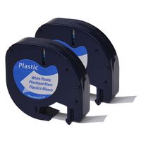 GREENCYCLE Replacement 91331 S0721610 Plastic Labeling Tape 1/2'' W x 13' L (12mm x 4m) Compatible for DYMO LetraTag Plus LT-100H LT-100T QX 50 XR XM 2000 Label Makers (Black on White, 2 Pack)