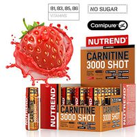 Nutrend CARNITINE 3000 Shot 20x60ml Strawberry Weght Loss Fat Burn Sports Taurine, Caffeine, Practical monodose, Green Tea Extract, Vitamins B1, B5 and B6, L-carnitine, Taurine, Chromium