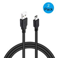 Suptig Charging Cable Mini USB Charging Cable for Gopro Hero Hero 4 Silver Hero 4 Black Hero 3+ Silver Hero 3+ Black Hero 3 White Hero 3 Black Hero 3 Silver Hero 2 Hero 1 2 Pack(Black)