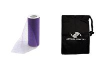 Darice DIY Crafts Supplies Gift Wrapping Ribbon Tulle Glitter 6 inches x 10 Yards Purple/Purple (3 Pack) 2913 77 Bundle with 1 Artsiga Crafts Small Bag