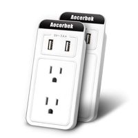 Wall Outlet Aocerbek Multi Outlet Wall Mount Adapter Surge Protector with Dual USB Charging Ports Quick Charge 3.0A 2 AC Outlets Extender with Phone/Tablet Stand Holder(White，2 Pack)